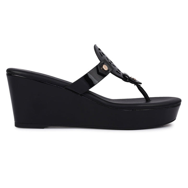 Black Wedges With Logo Cutout