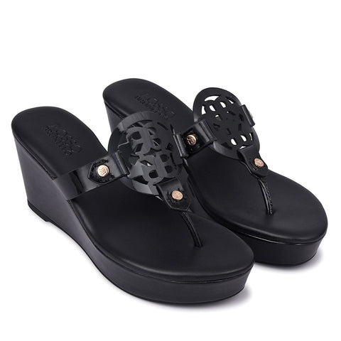 Black Wedges With Logo Cutout