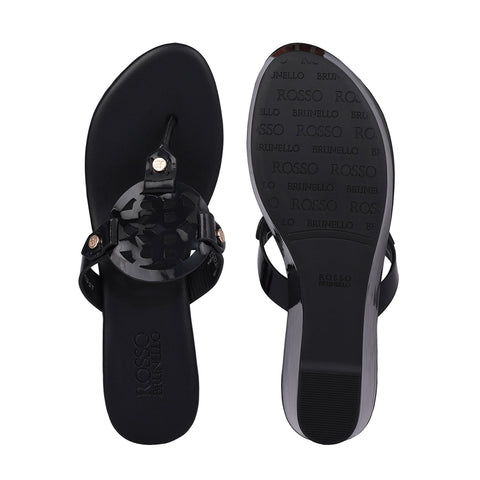 Black Wedges With Logo Cutout