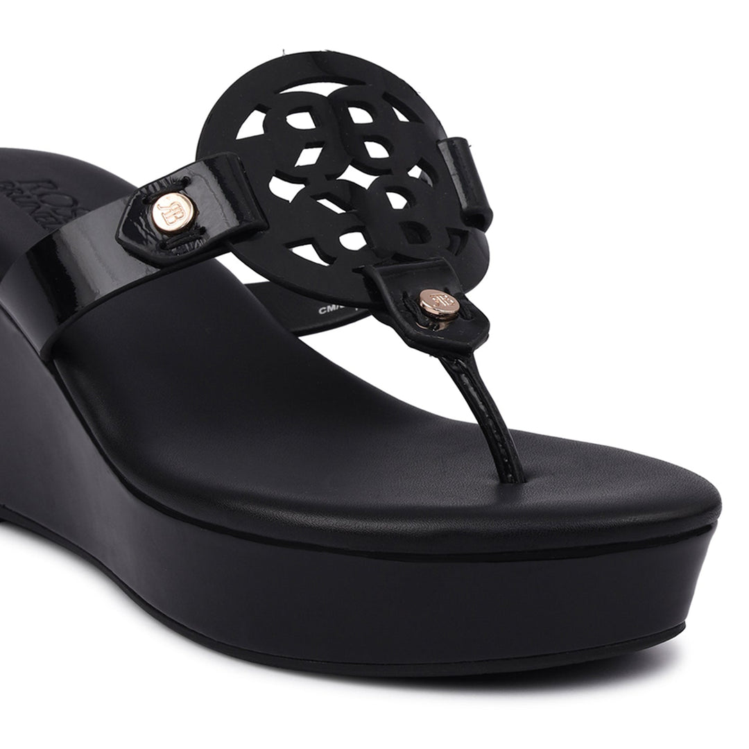 Black Wedges With Logo Cutout