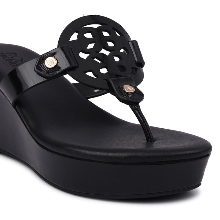 Black Wedges With Logo Cutout
