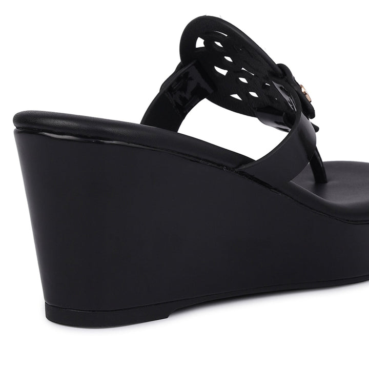 Black Wedges With Logo Cutout