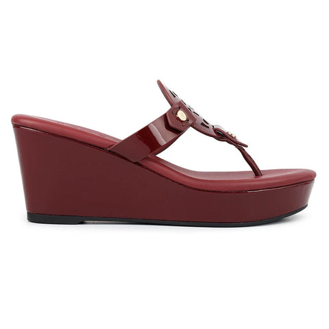 Burgundy Wedges With Logo Cutout