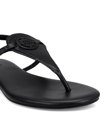Black Logo Leather Flats
