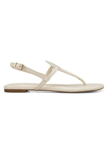 White Logo Leather Flats
