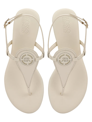 White Logo Leather Flats