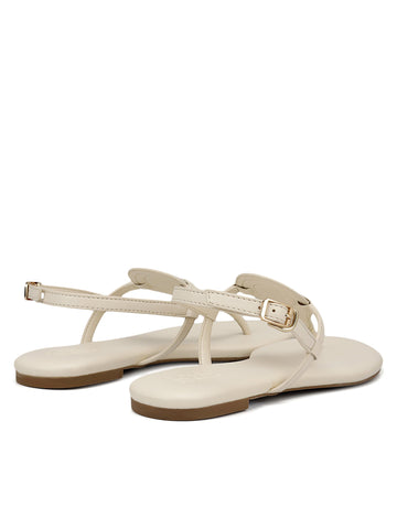White Logo Leather Flats