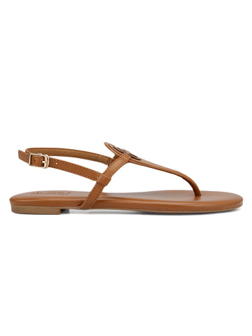 Tan Logo Leather Flats