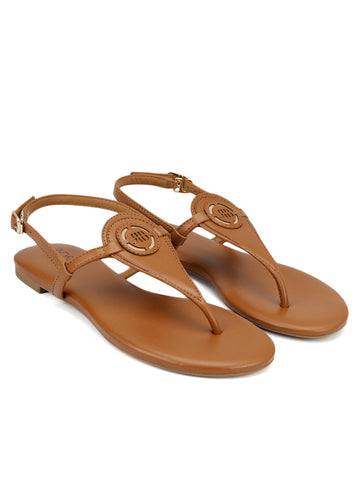 Tan Logo Leather Flats