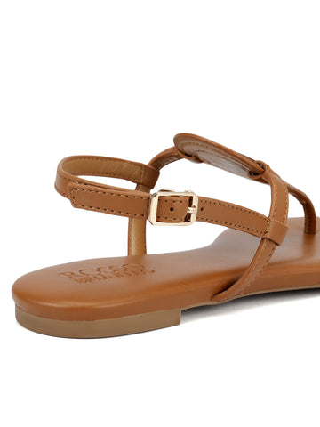 Tan Logo Leather Flats