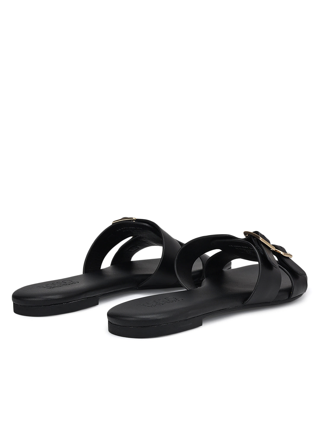Black Double Buckle Flats