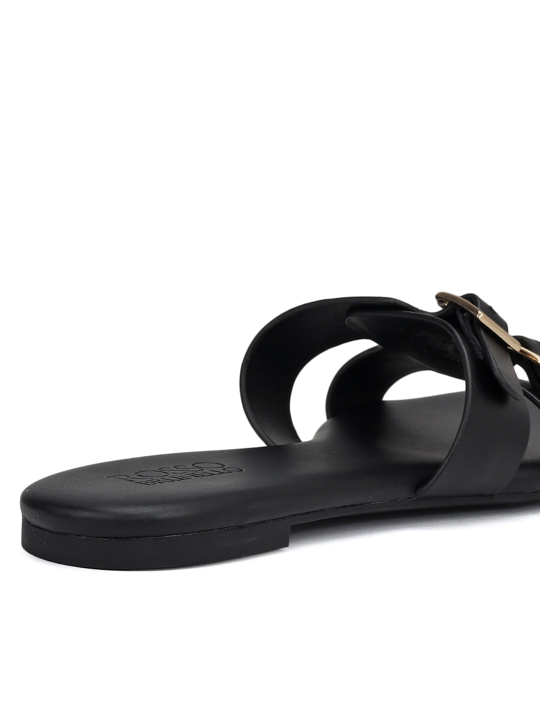 Black Double Buckle Flats