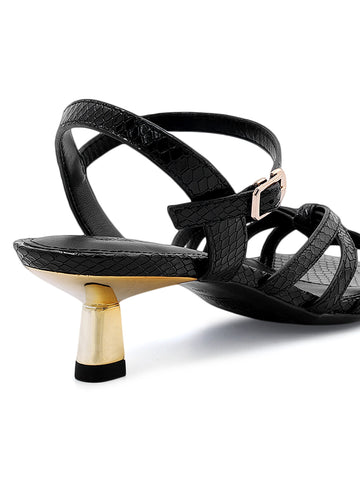 Black Strappy Kitten Heels