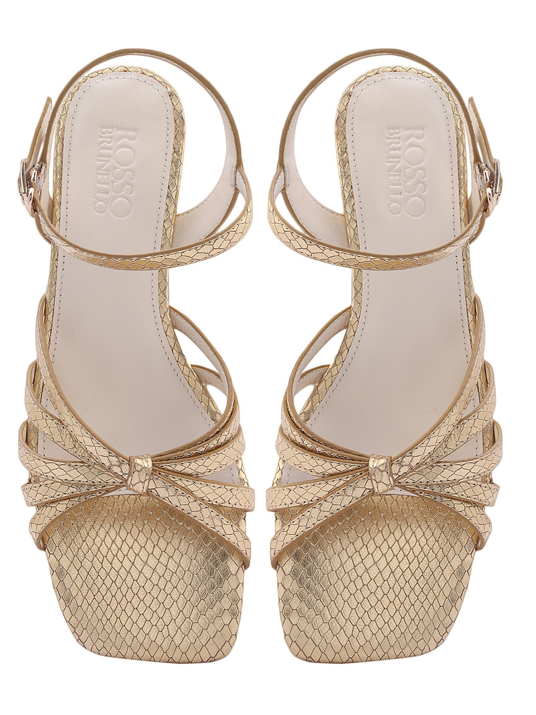 Gold Strappy Kitten Heels