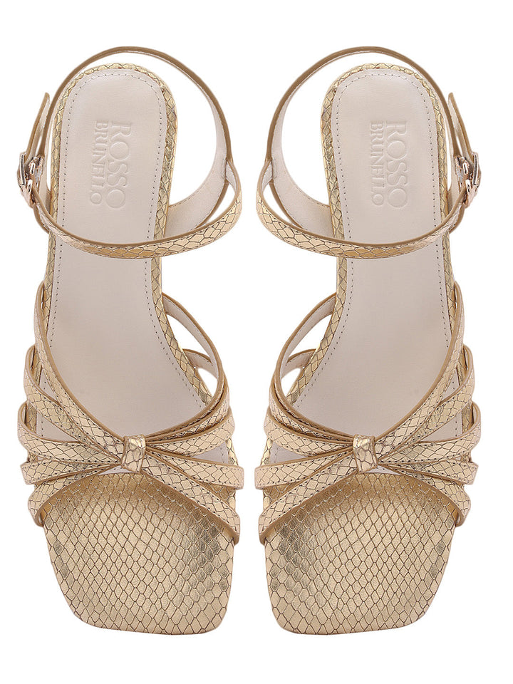 Gold Strappy Kitten Heels