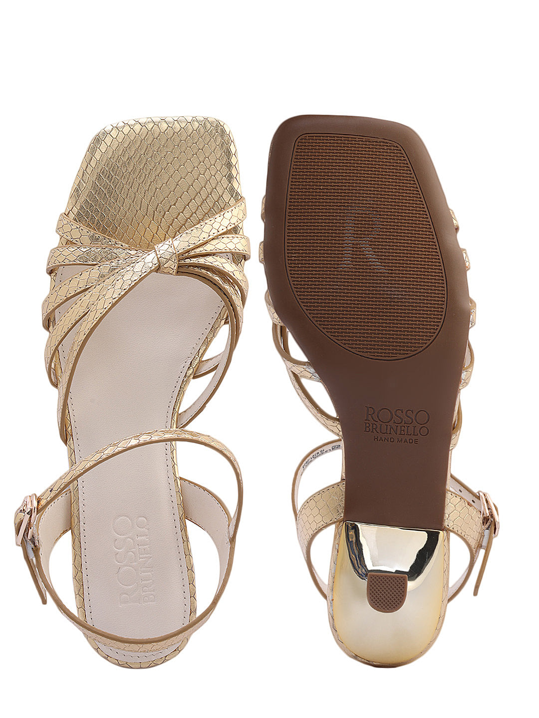 Gold Strappy Kitten Heels