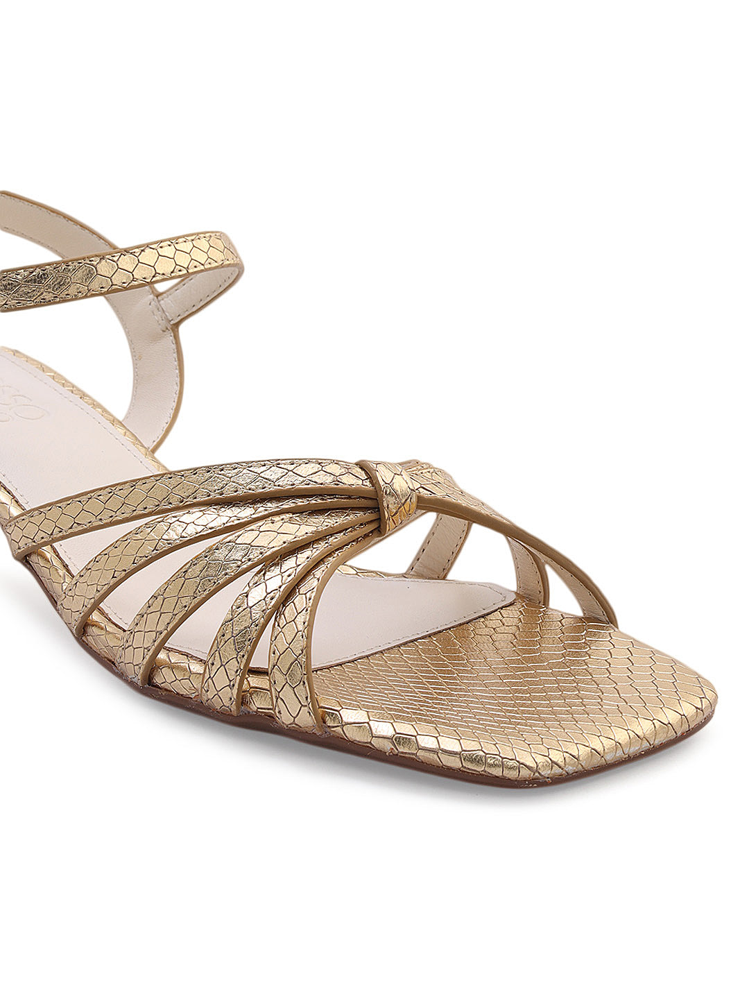 Gold Strappy Kitten Heels