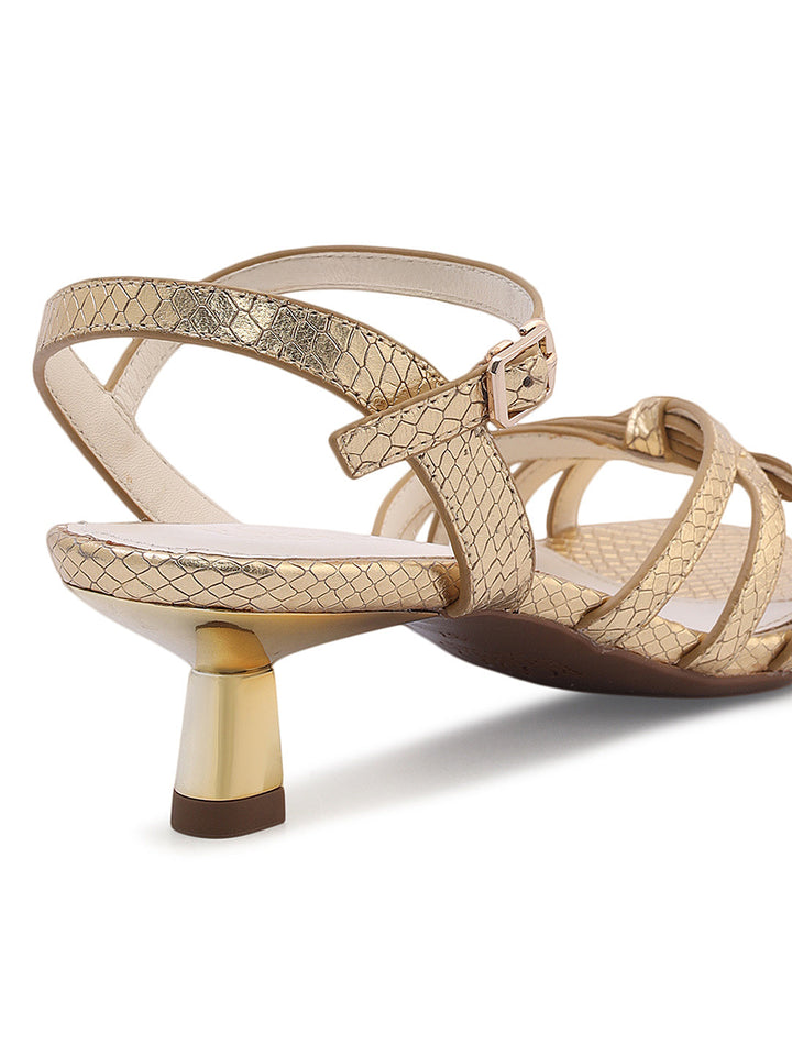 Gold Strappy Kitten Heels