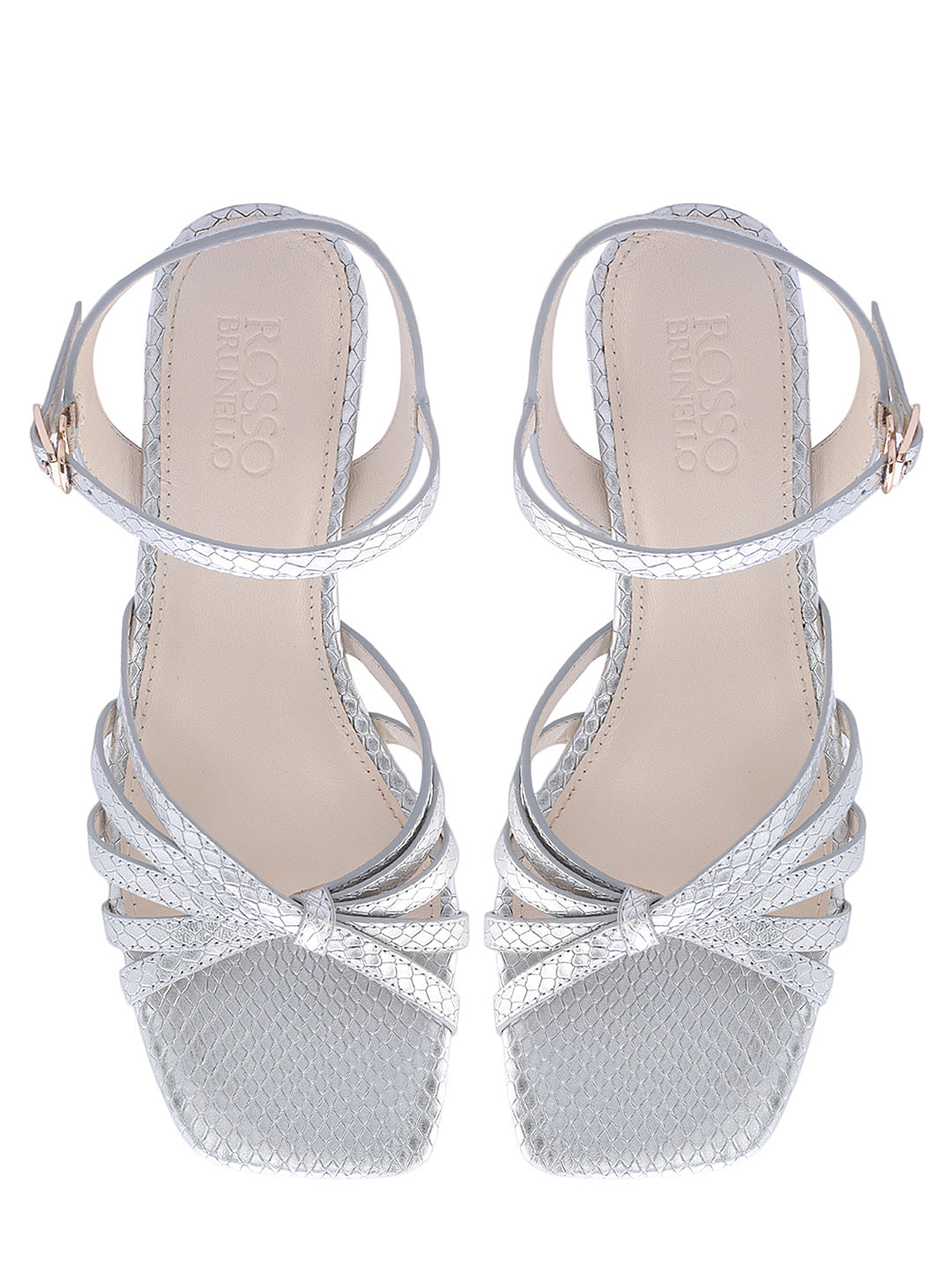 Silver Strappy Kitten Heels