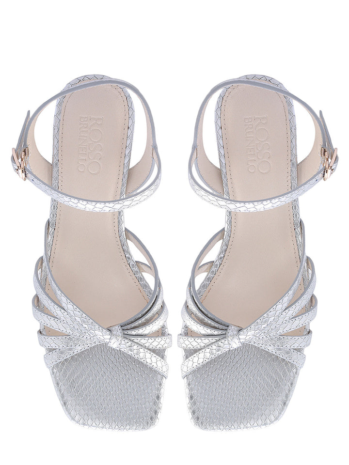 Silver Strappy Kitten Heels