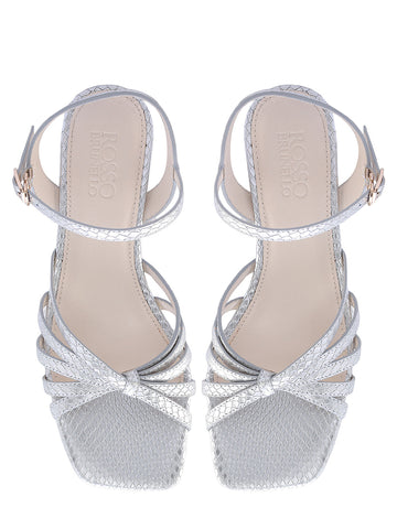 Silver Strappy Kitten Heels