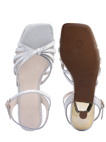 Silver Strappy Kitten Heels