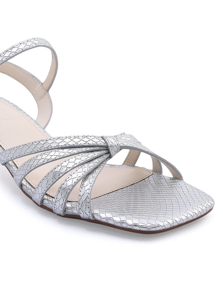 Silver Strappy Kitten Heels