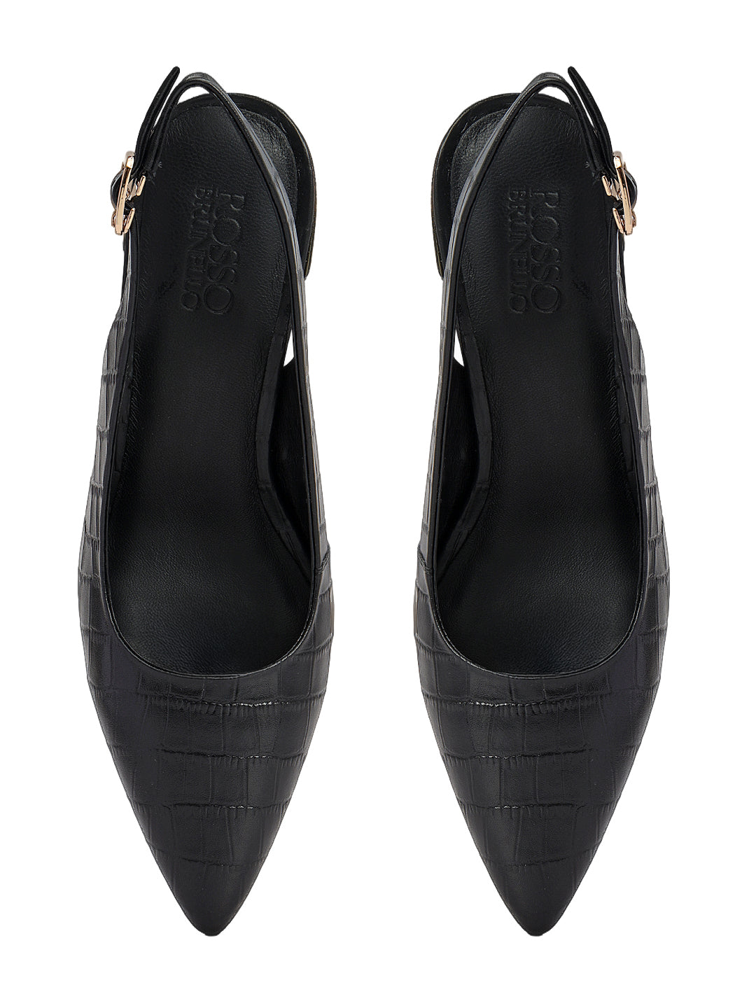 Black Croco Textured Slingback Heels