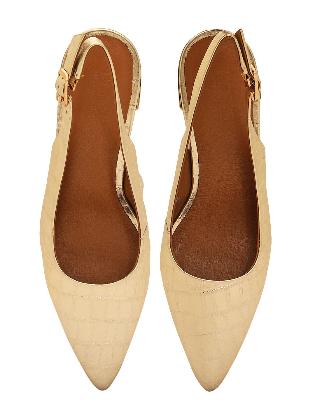 Golden Croco Textured Slingback Heels
