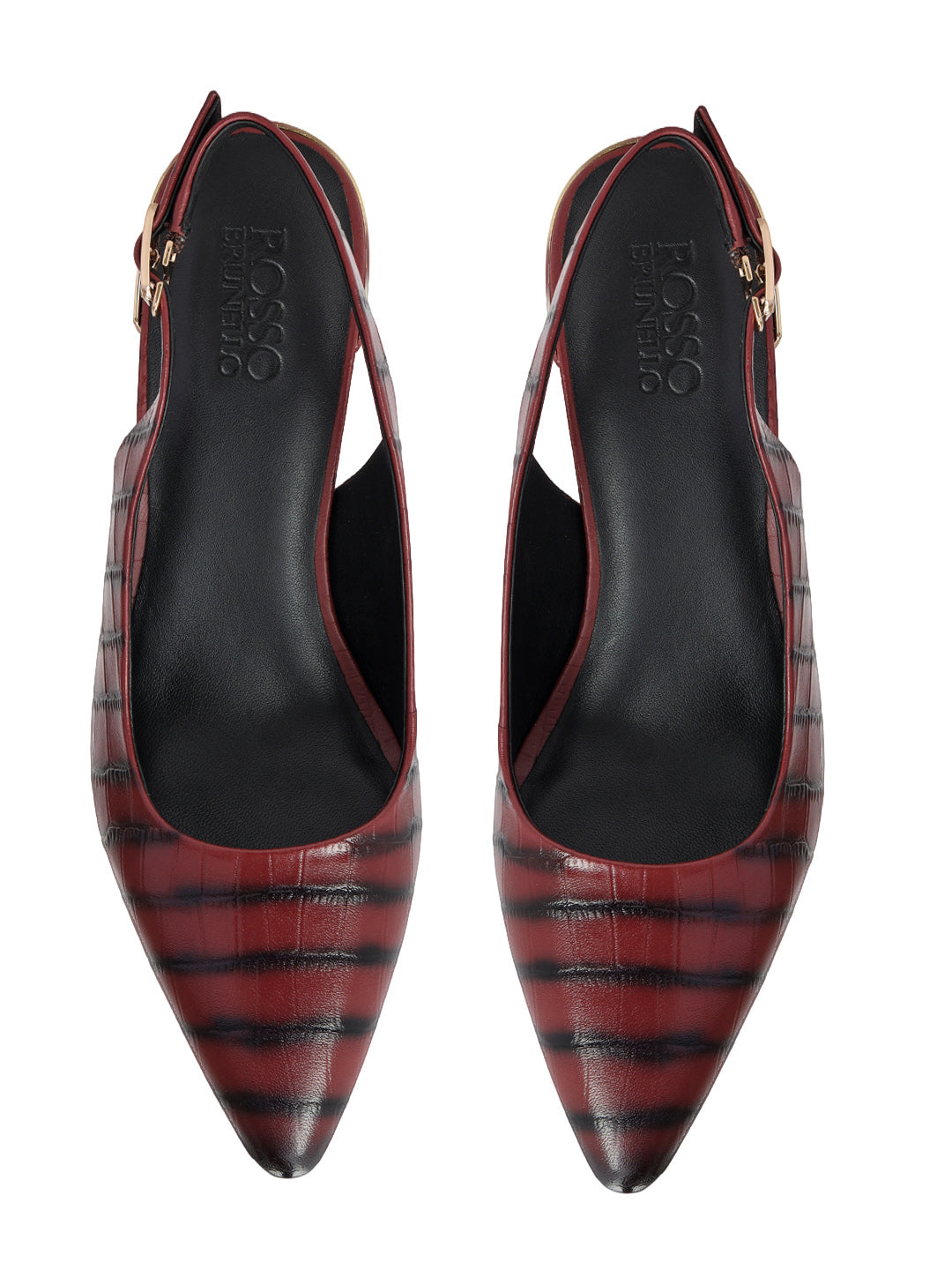 Burgundy Croco Textured Slingback Heels