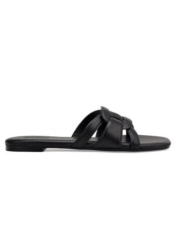 Black Braided Leather Flats