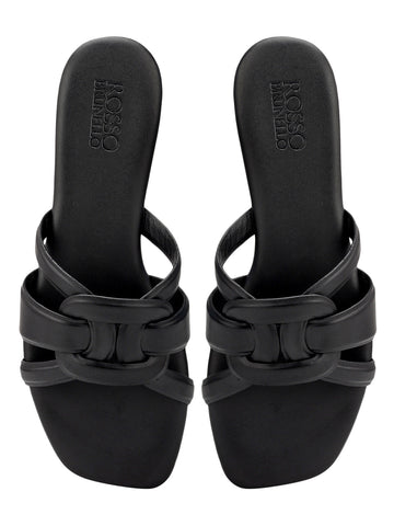 Black Braided Leather Flats