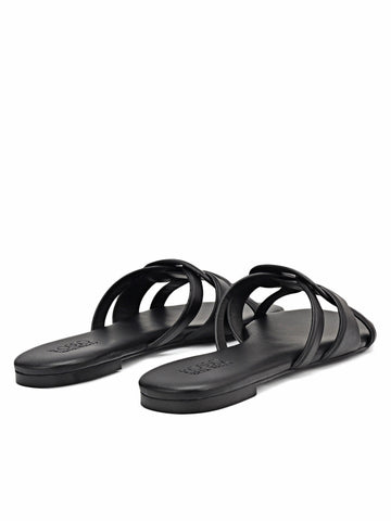 Black Braided Leather Flats