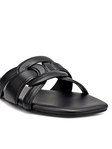 Black Braided Leather Flats