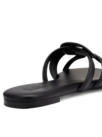 Black Braided Leather Flats