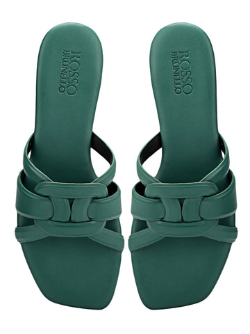 Green Braided Leather Flats