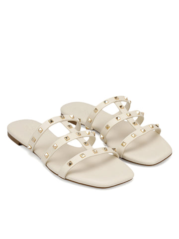 White Studded Flats