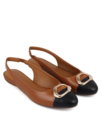 Tan Flats With Buckle Accent