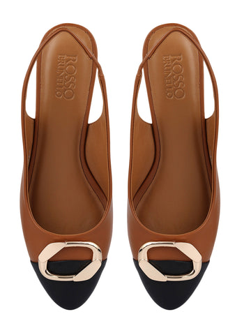 Tan Flats With Buckle Accent
