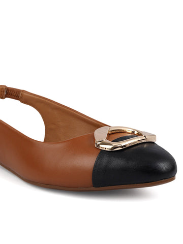 Tan Flats With Buckle Accent