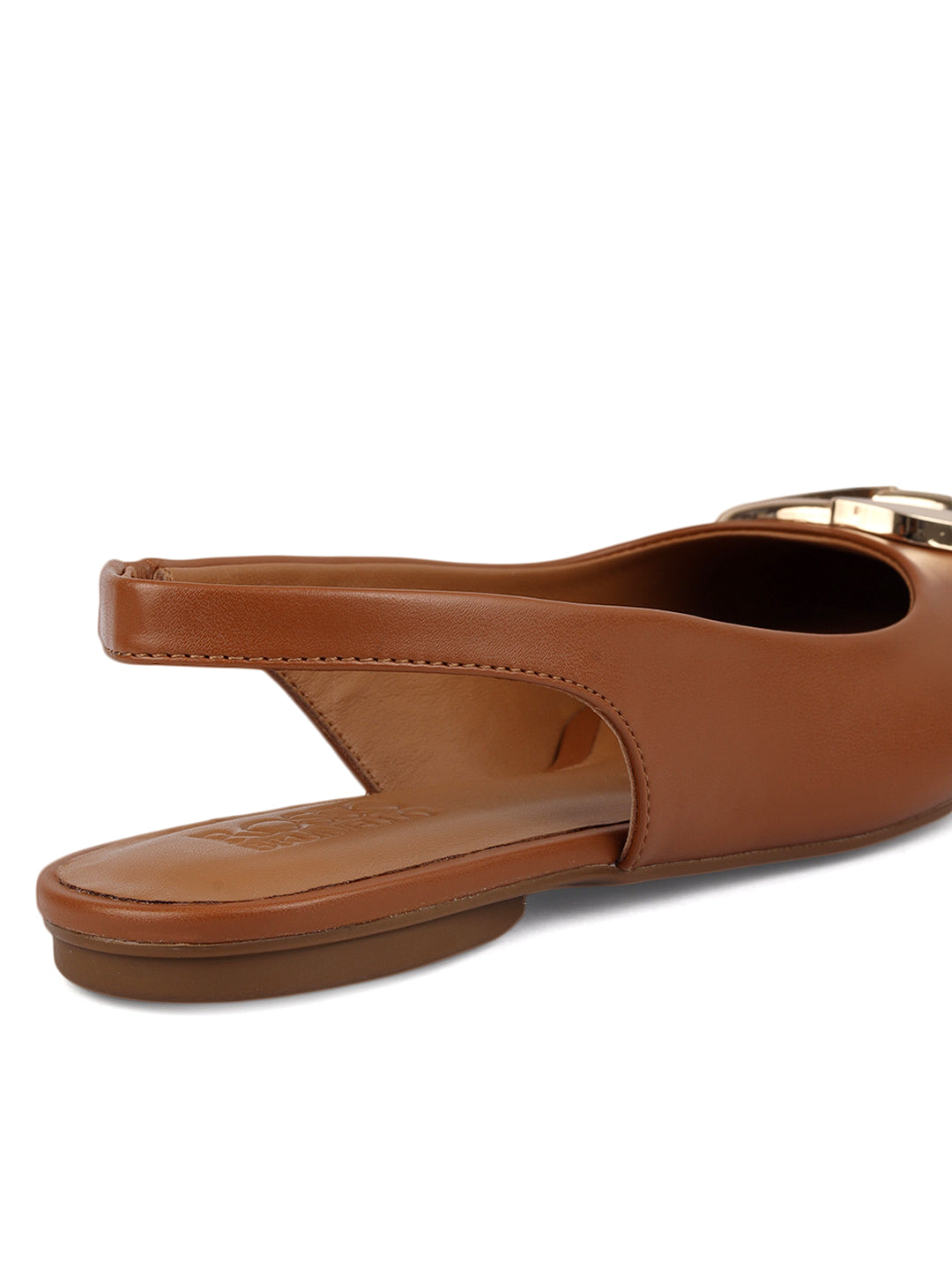 Tan Flats With Buckle Accent