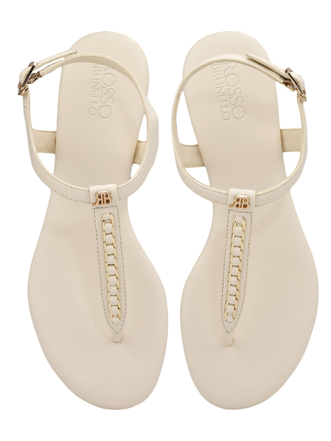 White T-Strap Leather Flats