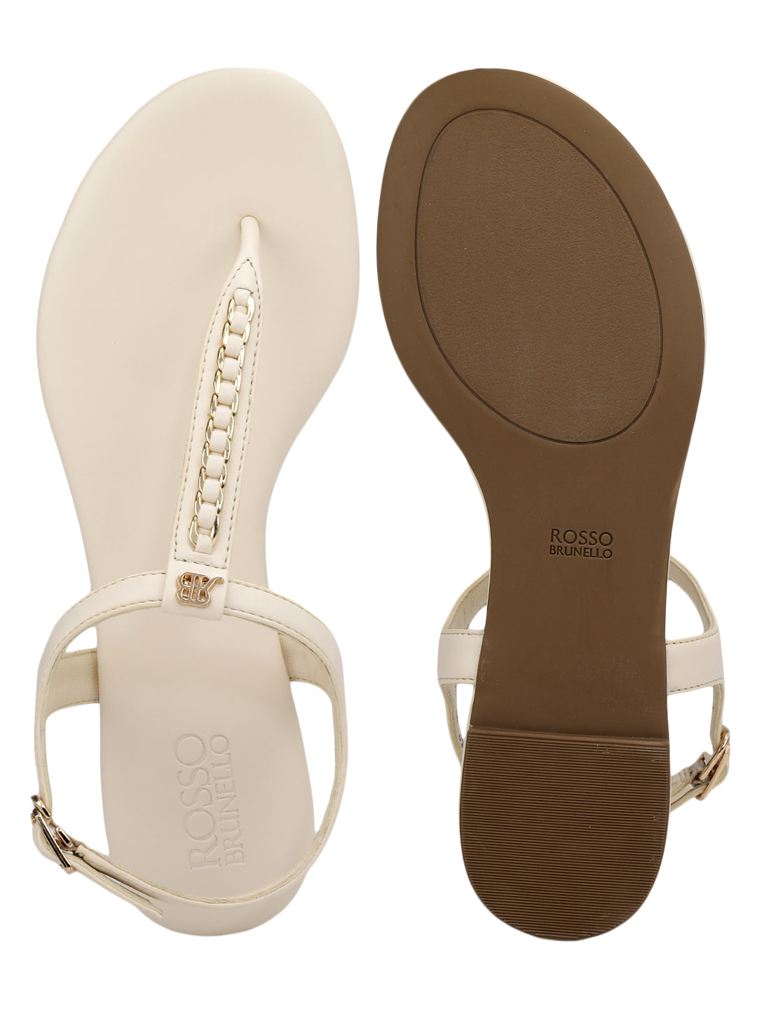 White T-Strap Leather Flats