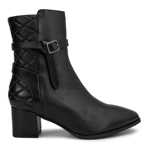 Black Quilted Leather Ankle Boots