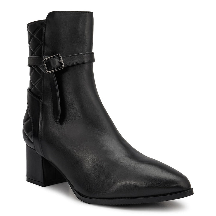 Black Quilted Leather Ankle Boots