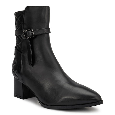 Black Quilted Leather Ankle Boots