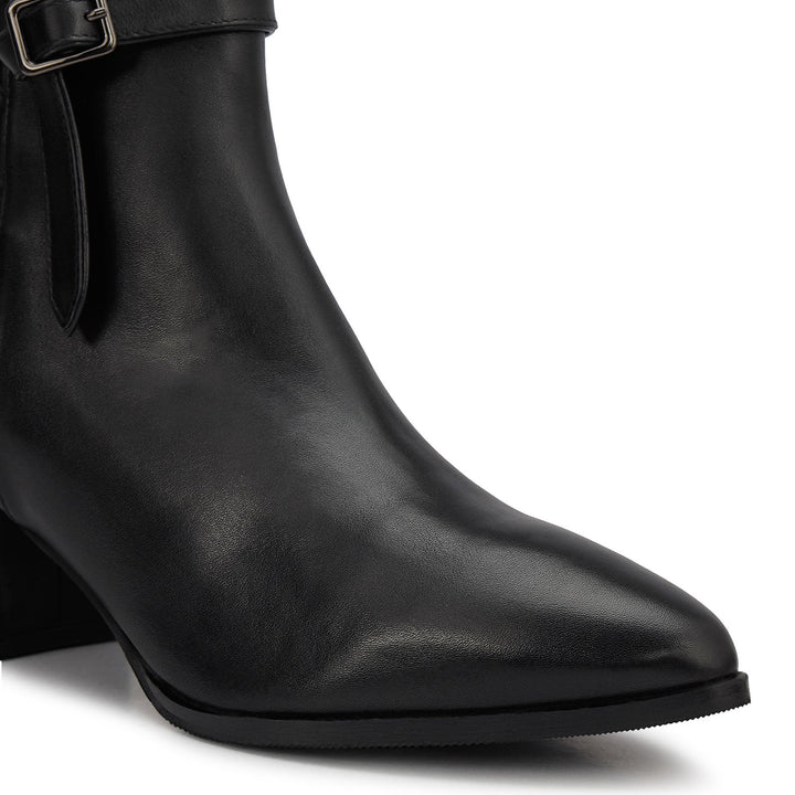 Black Quilted Leather Ankle Boots