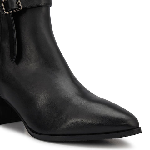 Black Quilted Leather Ankle Boots