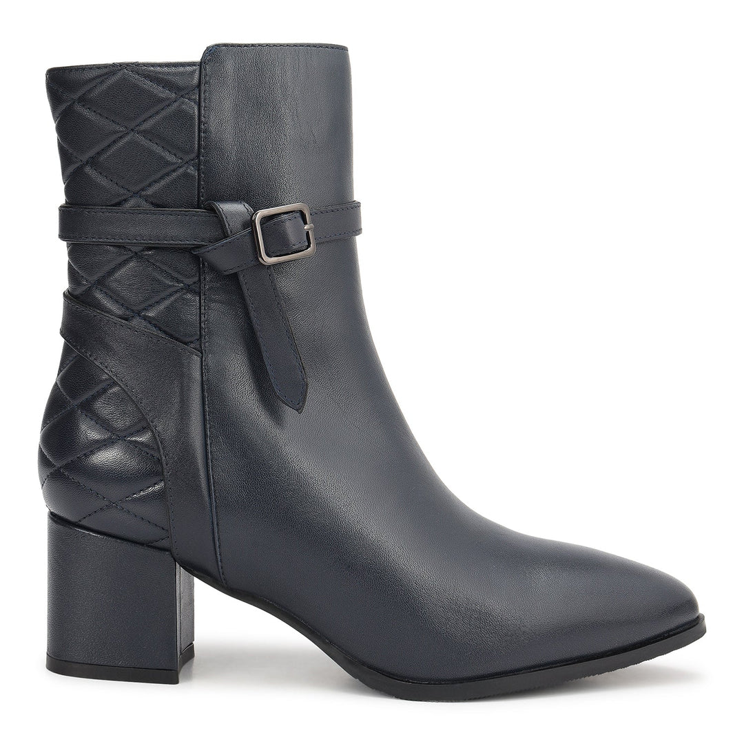 Blue Quilted Leather Ankle Boots