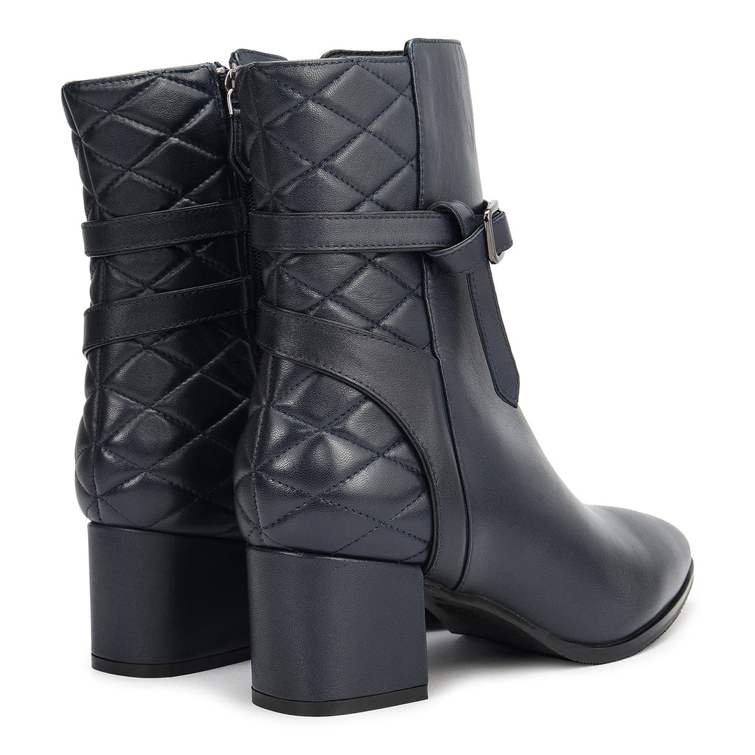 Blue Quilted Leather Ankle Boots